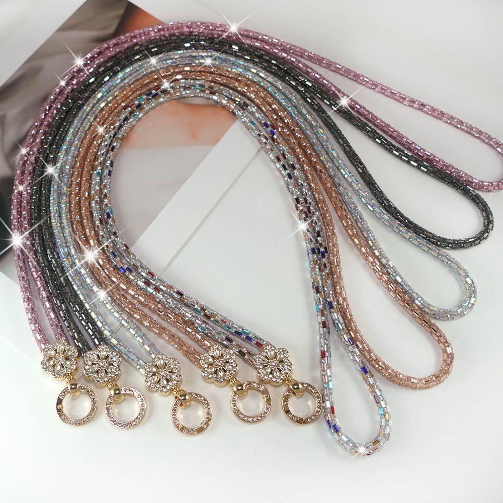 Bling Crossbody Chain Strap Rhinestone Beaded Phone Chain Portable Crystal Phone Chain For Women