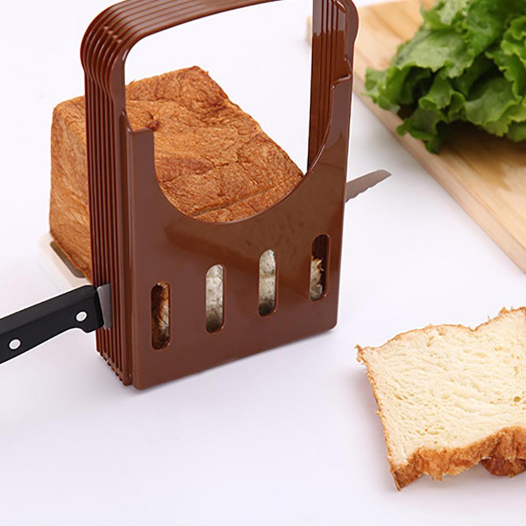 Bread Slicer for Homemade Loaf, Toast Slicing Guide, Compact Bread Cutting Rack with Crumb Tray, Space Saving Kitchen Baking Tool for Sandwich Bread