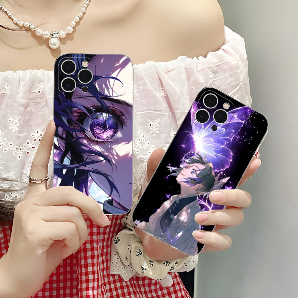Demon Slayer Shinobu Kocho Phone Case for iPhone 16 15 14 13 12 11 X XR XS 8 6 Pro Max Plus Mini Clear Colour Protective Cover