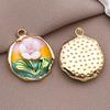French Retro Luxury Enamel Earrings & Necklace Set: Monet's Garden Oil Painting Flower Design