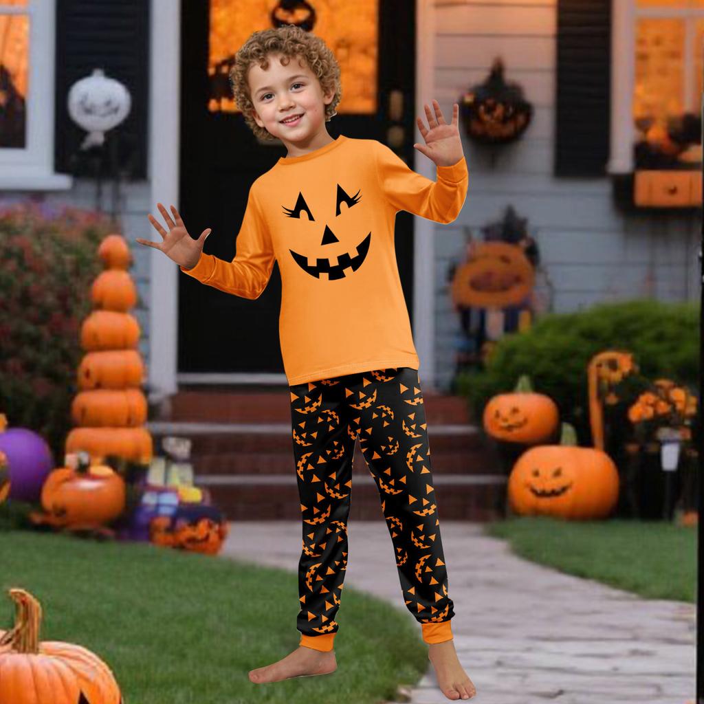 Print Cute Family Set Pajamas, Home Clothes, Family Set Long Sleeve Top Pants Set