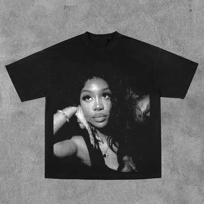 American Hip Hop Character Pattern Print T-shirt Casual Fashion Oversized T-shirt Harajuku Gothic Retro T-shirt Unisex Y2k Top