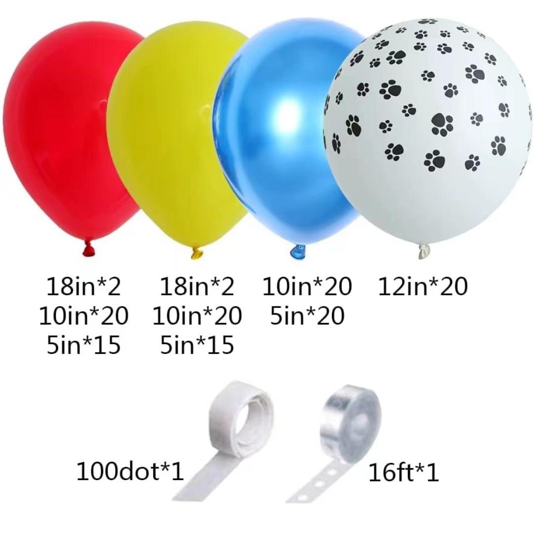 

Набор воздушных шаров в виде венка со следами лап собаки, красный, желтый, металлик, синий, латексные шары, тематическая вечеринка «Щенячий патруль», день рождения мальчика/девочки Set as shown