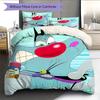 Fat Cat and Xiao Qiang  Pattern Bedding Quilt Set  Home Decoration  Gift (1 * duvet cover + 2 * pillowcase  without core)