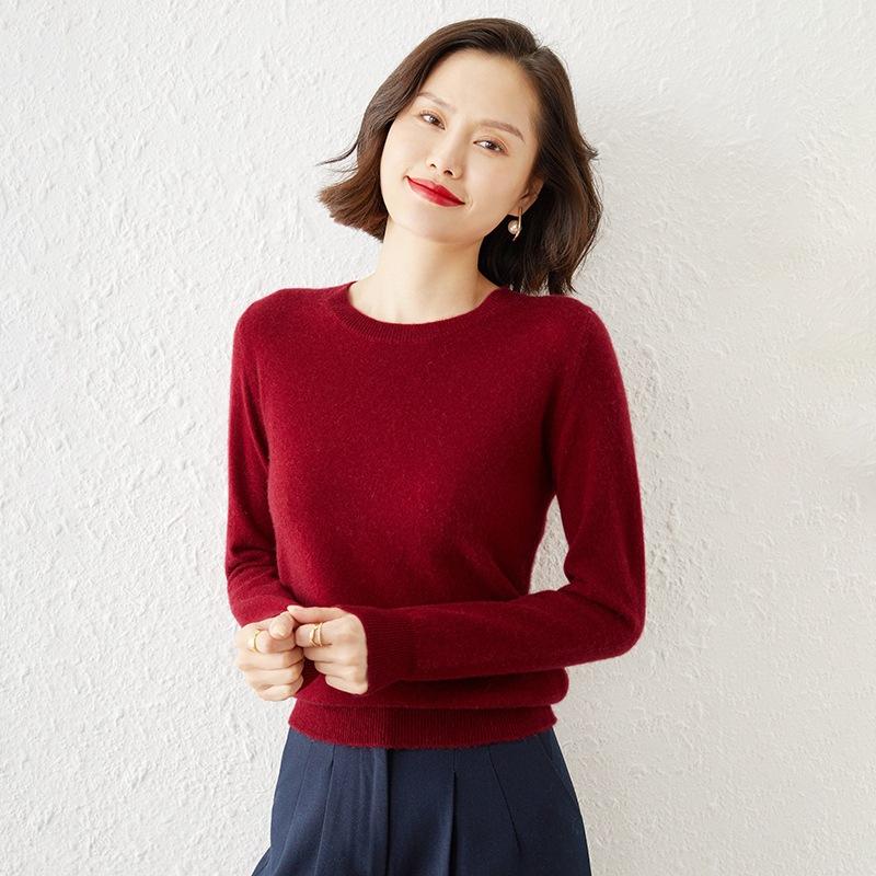 Maglione da donna in maglia girocollo a maniche lunghe maglione a tinta unita per primavera e autunno