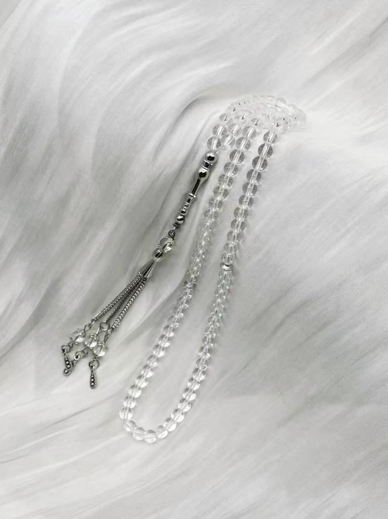 Handmade Glass Tasbih | Muslim Prayer Beads with Elegant Tassel | Daily Use Islamic Rosary & Fashion Spiritual Bracelet