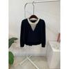 C S In The Room Sao Stripe Layered V neCk Button Long SleeVe Knit 2Color C