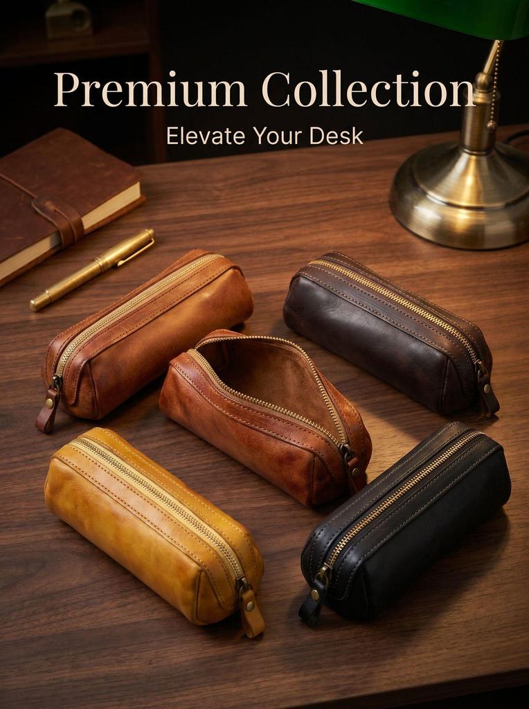 Retro Pleated Pencil Case & Coin Purse with Large Capacity and Hand-Painted European & American Design