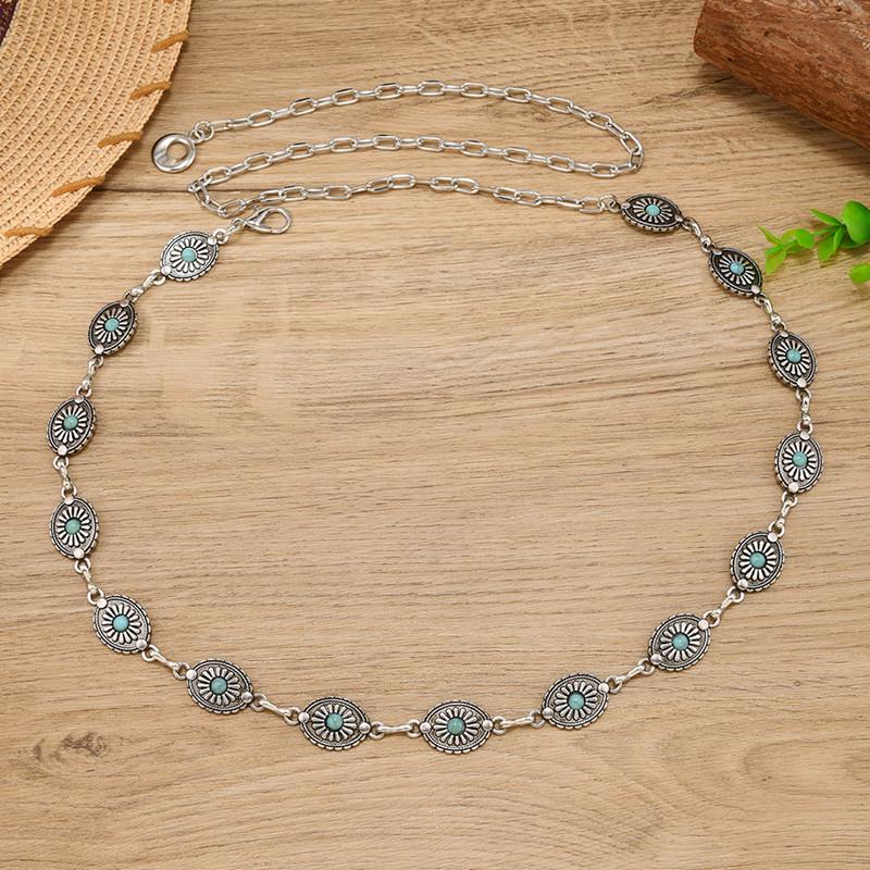 Boho Turquoise Carving Waist Belly Chain for Women Sexy Bikini Belt Adjustable Body Chains Festival Jewelry Accessories Gifts