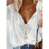 Loose Fit V Neck Long Sleeve Pullover Solid Color Commuter Shirt