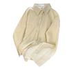 Solid Color Women's Shirt Striped Design Turndown Collar Single Breasted Pocket Famale Thin Shirts Summer Loose Casual Ladies Long Sleeved Top