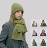 Women Men Knit Hat And Scarf Set Wool Blend Solid Color Thickened Warm Winter Beanie Scarf Matching Set
