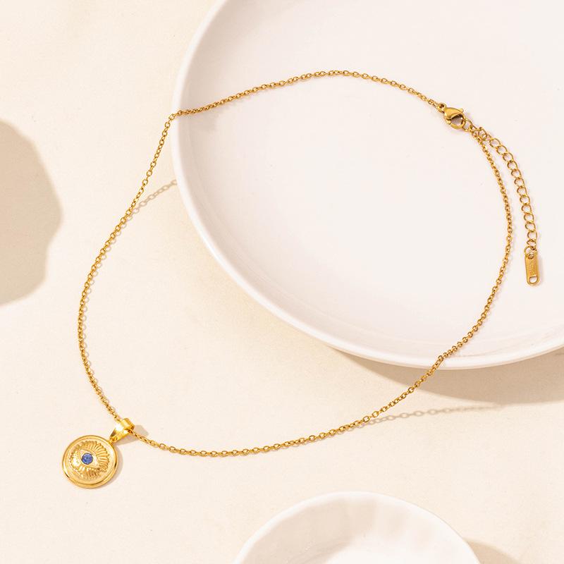 Stainless Steel Evil Eye Pendant Necklace: European & American Fashion Trend, Hip Hop Streetwear Style