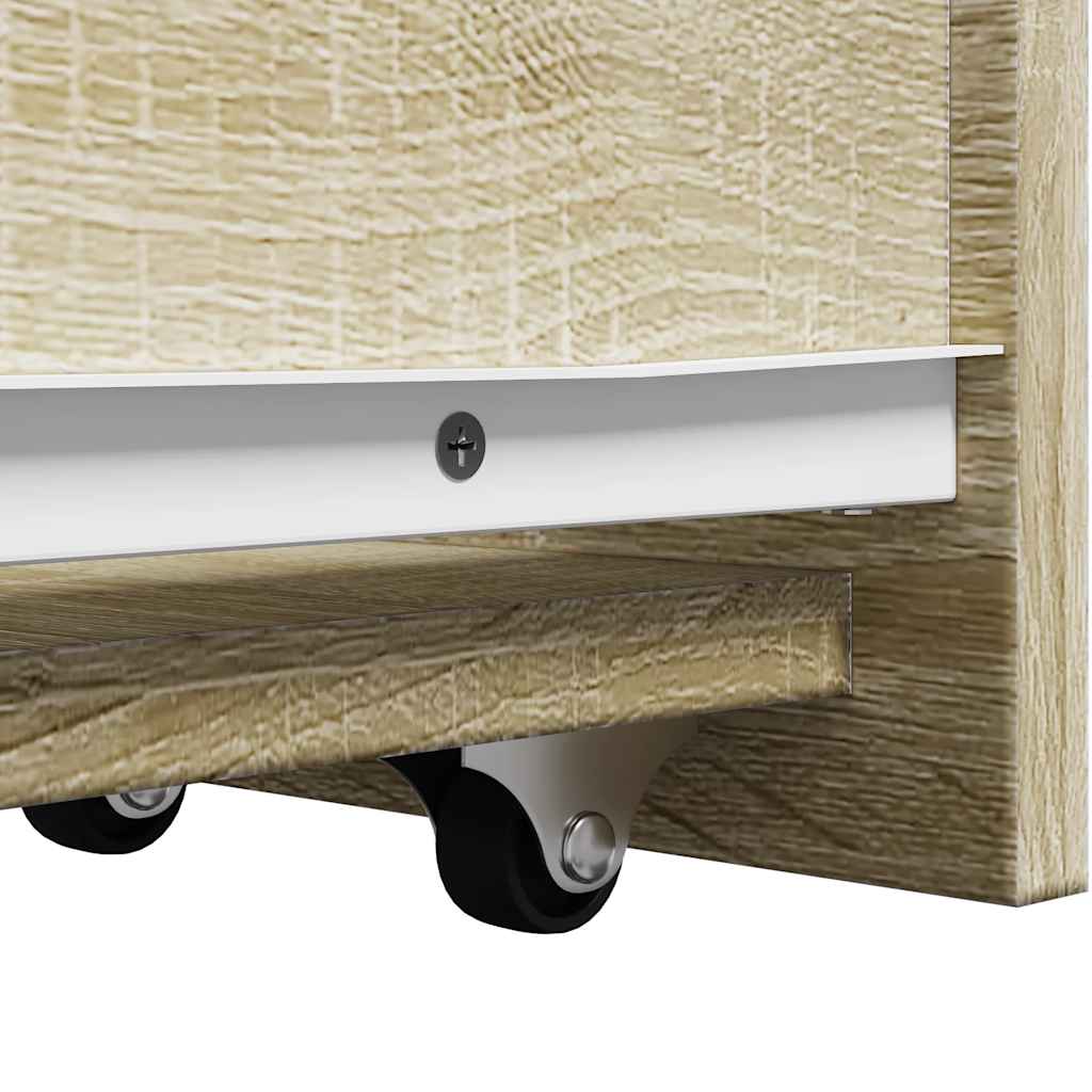 Narrow Bathroom Cabinet with Wheels Sonoma Oak Engineered Wood