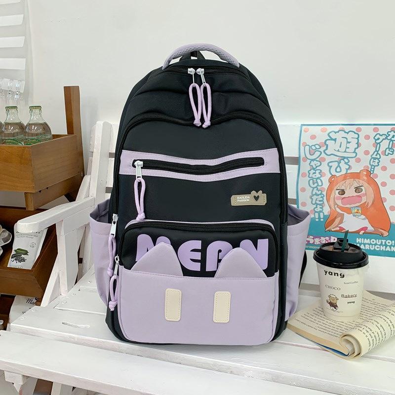 New Foreign Trade Student Schoolbag Contrasting Colors Ins Mori Cute Casual Backpack Simple Large Capacity Fashion Backpack