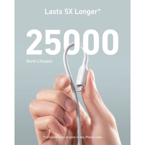 Anker PowerLine III Lightning Cable MFi Certified iPhone Charging Ultra Durable Compatible with iPhone 14 / 13 / 12 / SE (3rd Generation) iPad (0.9m W