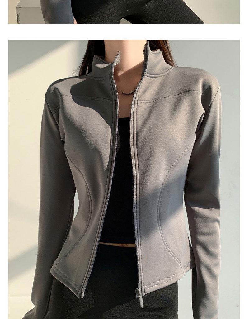 Women's Autumn/Winter Fleece Yoga Jacket - Zipper, Long Sleeve, Slim Fit for Running, Cycling, Fitness