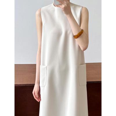 LUXI Commuter Sleeveless Vest Dress - Women's Loose Fit with Round Neck and Drape Straight Skirt, Style 3622.