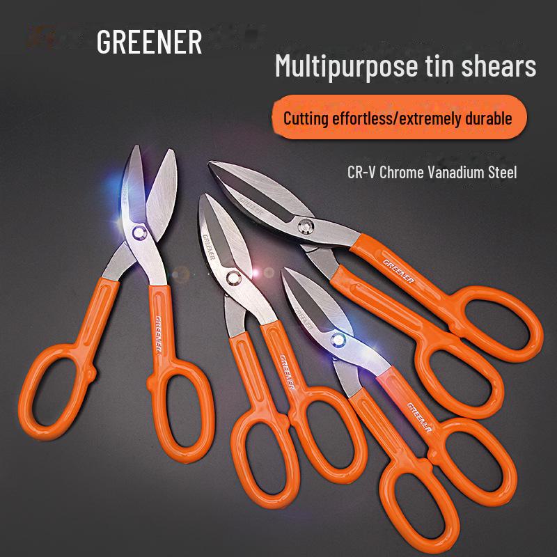 Green Forest Metal Cutting Scissors: Steel, Tin, Iron, German-American Design