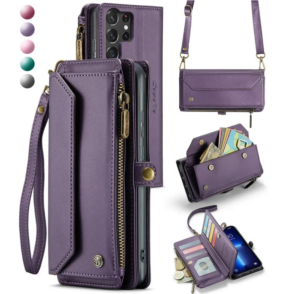 Crossbody Wallet Case for Samsung Galaxy S23 S21 FE S25 S24 S22 Ultra Plus A55 A54 A53 A35 A34 A33 A25 A23 A15 A14 A13 5G A24 4G