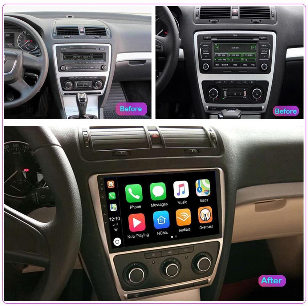 Radio auto Android wireless Carplay pentru Skoda Octavia 2007-2014 Player video multimedia pentru mașină Navigație GPS WIFI Android 2 Din 2+32GB