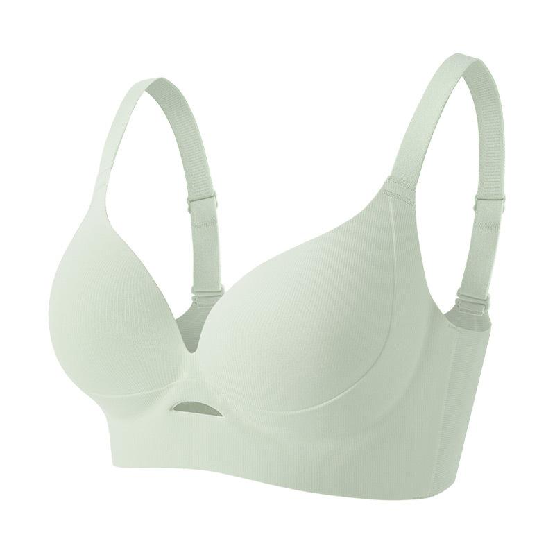 

Traceless gathering, big breasts, thin upper support, anti-sagging adjustment type, large size bra without steel ring 46/105CD зелений
