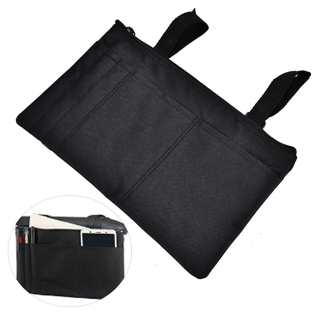 Waterproof Mobility Scooter Armrest Bag Wheelchair Shopping Travel Storage Bag Black