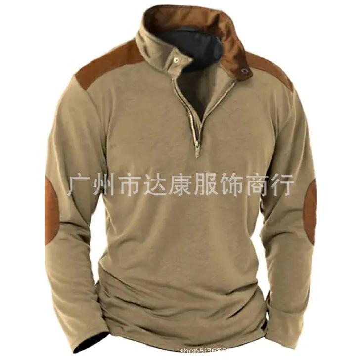 

Men s Sweatshirt Men s Casual Sweatshirt Stand Collar Zipper Sweatshirt Autumn Winter Top for Men XXXL верблюд