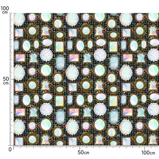 ST1095 Mirror and Fruit Check Modern Sheeting Made In Size 22SU X Nora. Fabric, Cotton, Japan, Green, Pre-cut, (110cm 100cm)