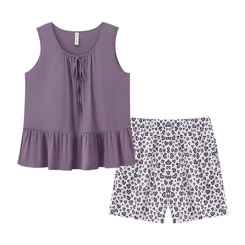 Pajamas with chest pads Women's Summer Modal sleeveless vest shorts Summer thin cool can be worn outside loungewear suit