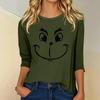 3/4 Sleeve Tops For Women T-Shirt Casual Christmas Print Tops T Shirt Round Neck Pullover Blouse