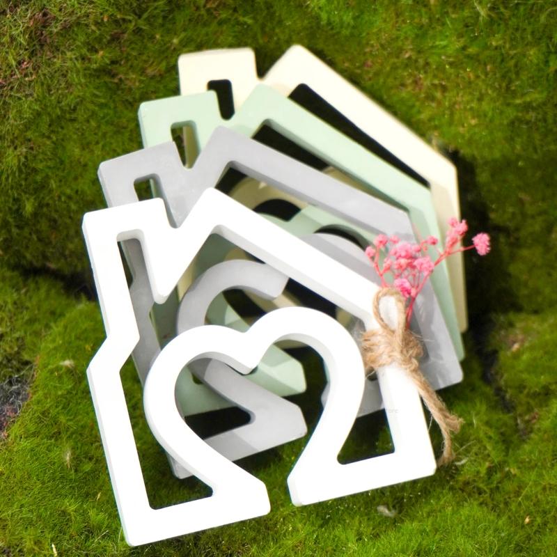 DIY Heart House Candlestick Silicone Mold Houses Ornament Making Mould Plaster Resin Candle Holder Crafts Casting Molds Home