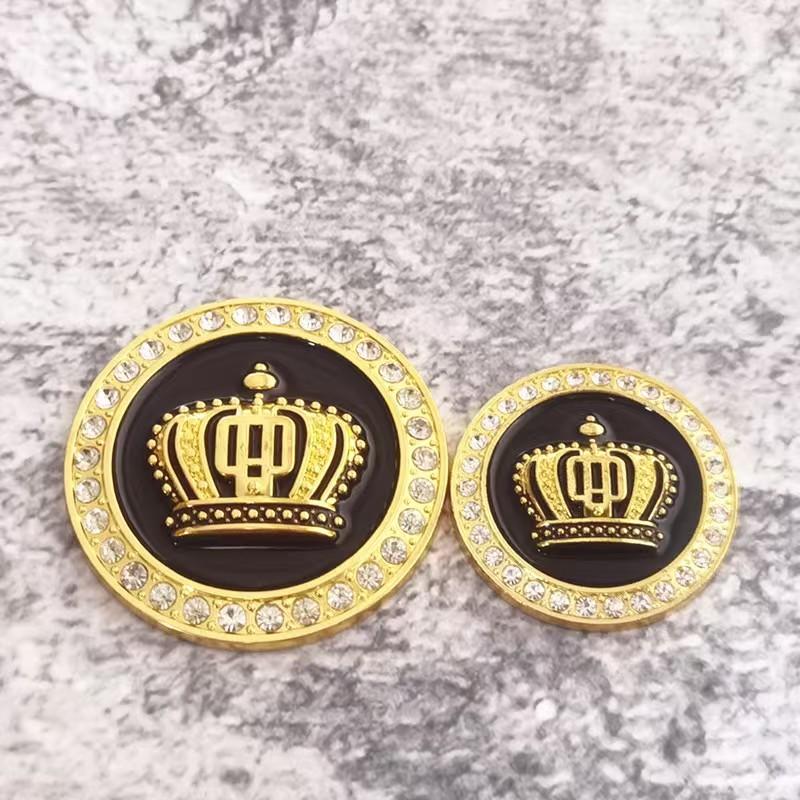 Car Modification Metal Crown Sticker 3D Inlaid Diamond Car Sticker Round Crown Car Body Side Sticker Tail Sticker