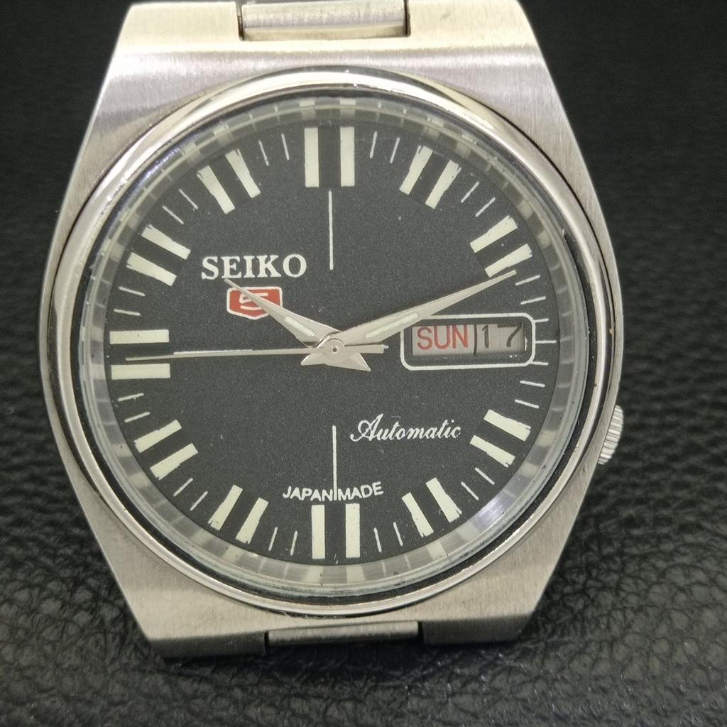 GENUINE VINTAGE SEIKO 5 AUTOMATIC 7019A JAPAN MENS BLACK DIAL WATCH a702120-5 R208-a702120