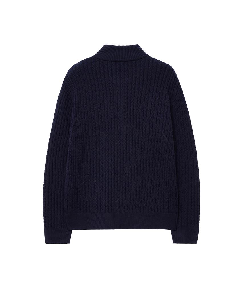 IOLO Cable Mock Neck Half Zip_Navy