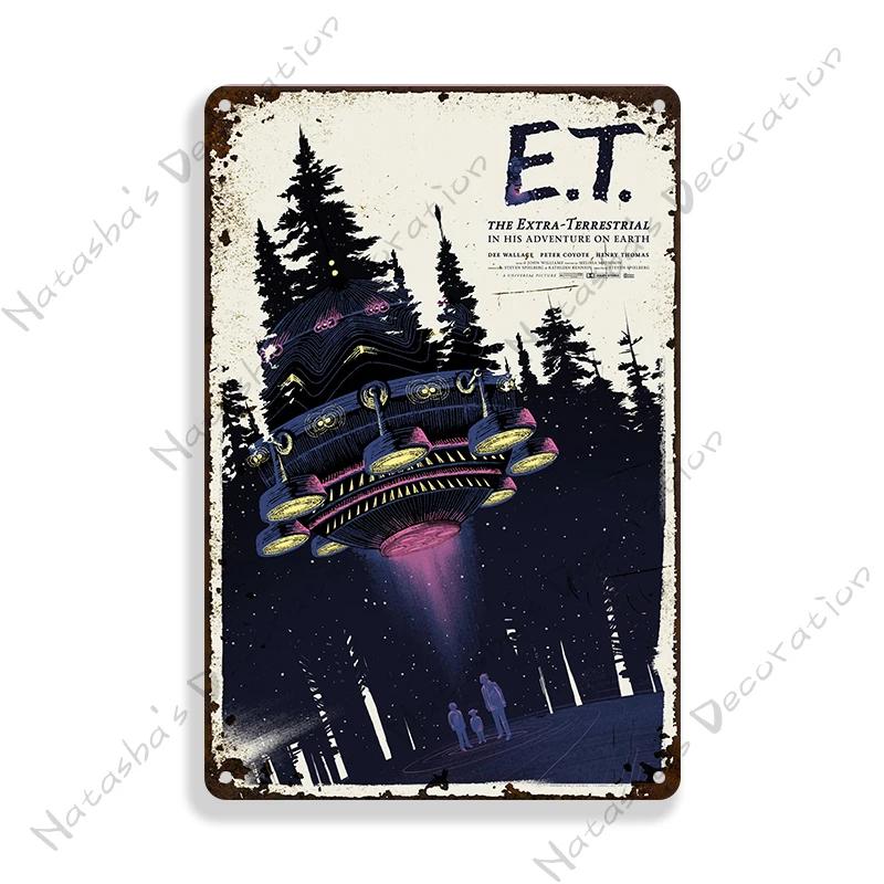 E.T. the Extra-Terrestrial Movie Metal Poster Vintage Wall Plate Bar Club Industrial Decor Metal Tin Sign Vintage Metal Plaque