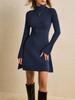 Cross-Border Europe-America Chic Wine Red Dress: Autumn/Winter High Neck Style