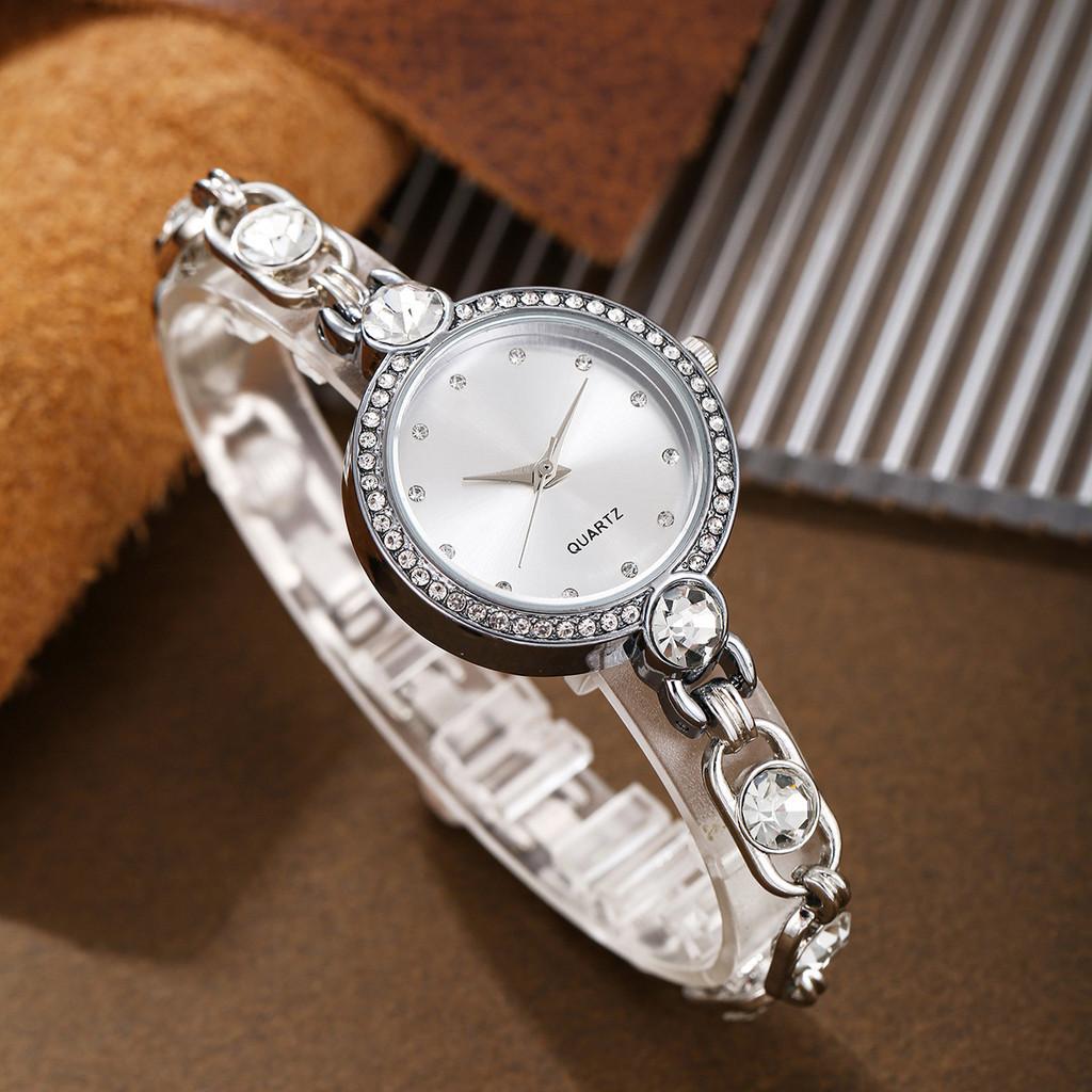 Kstyle Decorative Ladies Alloy Quartz Watch With Gemstone Bracelet For Casual Wear