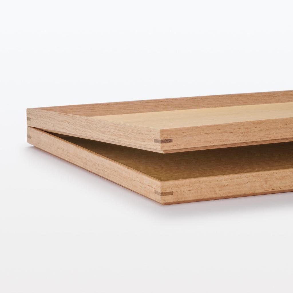 MUJI Wooden Square Wide X Deep X 2cm MDC79A2S Tray, Natural, Approx. 40.5cm 30.5cm High,