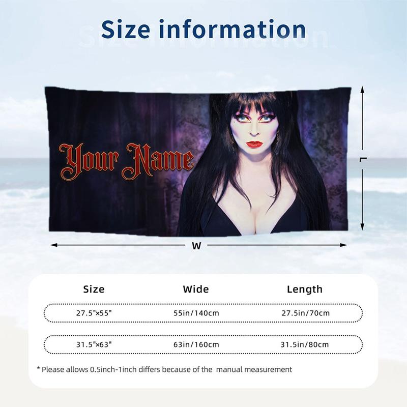 Custom Text Beach Towel, Soft Absorbent Swimming Multi-use TowelElvira Mistress of the Dark