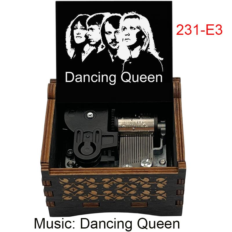 Dancing Queen Dřevěná hrací skříňka 18 tónů Mechanismus na klíček Roztomilý dárek k narozeninám, festivalu pro přátele, rodinu (as the picture,Small)