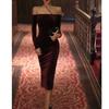 Elegant Burgundy One-Shoulder Velvet Dress, Retro-Inspired Party Skirt