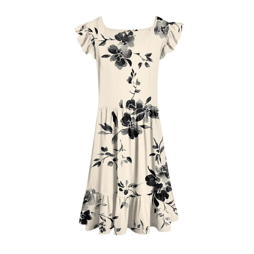 Damska letnia swobodna sukienka z kwadratowym dekoltem i kieszeniami Śliczna kamizelka midi bez rękawów z wysokim stanem i linią A