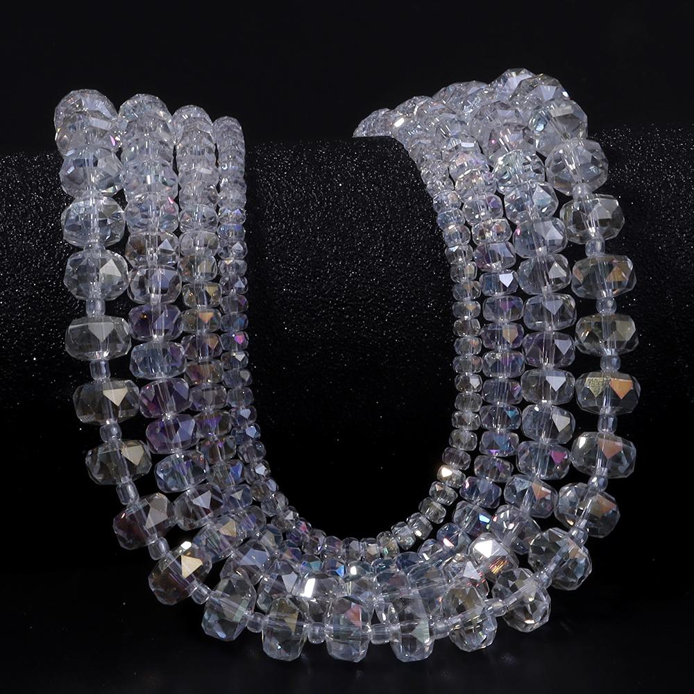 4 6 8 10mm Faceted Crystal Beads Transparent AB Wheel Glass Loose Beads For Jewelry Making DIY Bracelets Necklace Accessories