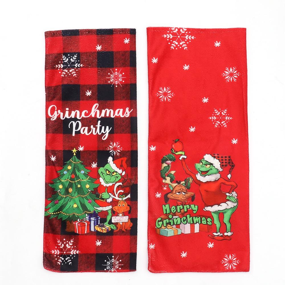 Christmas Scene Decoration Prop Green Monster Grinch Bottle Cover Cartoon Table Wine Bottle Decor