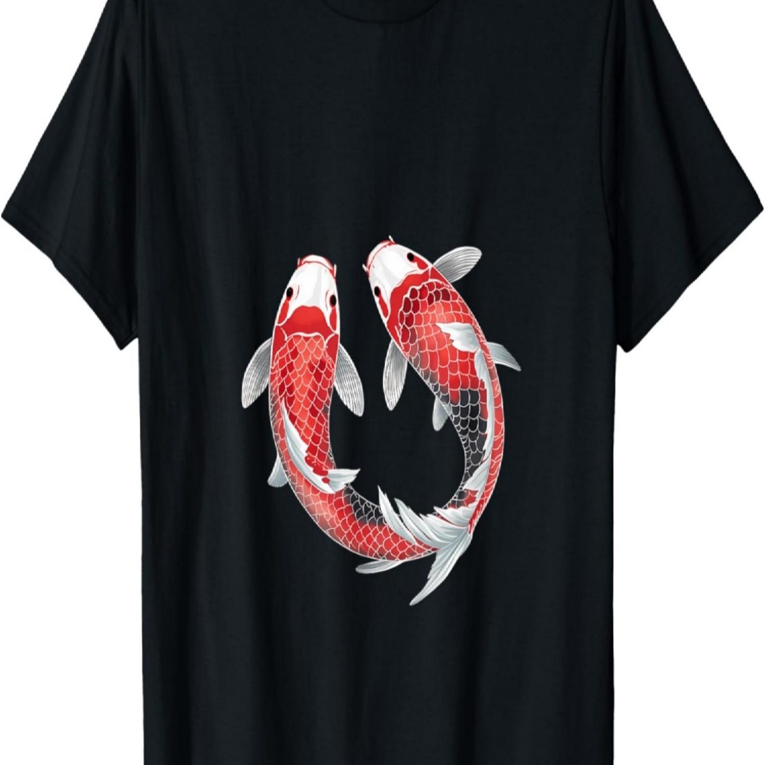 Koi Carp Ying Yang Nishikigoi Fish Cherry Blossom T-Shirt(83) S чёрный