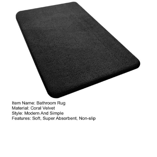 Bathroom Rug Mat Soft Microfiber Bath Rugs Non-Slip Thick Water Absorbent