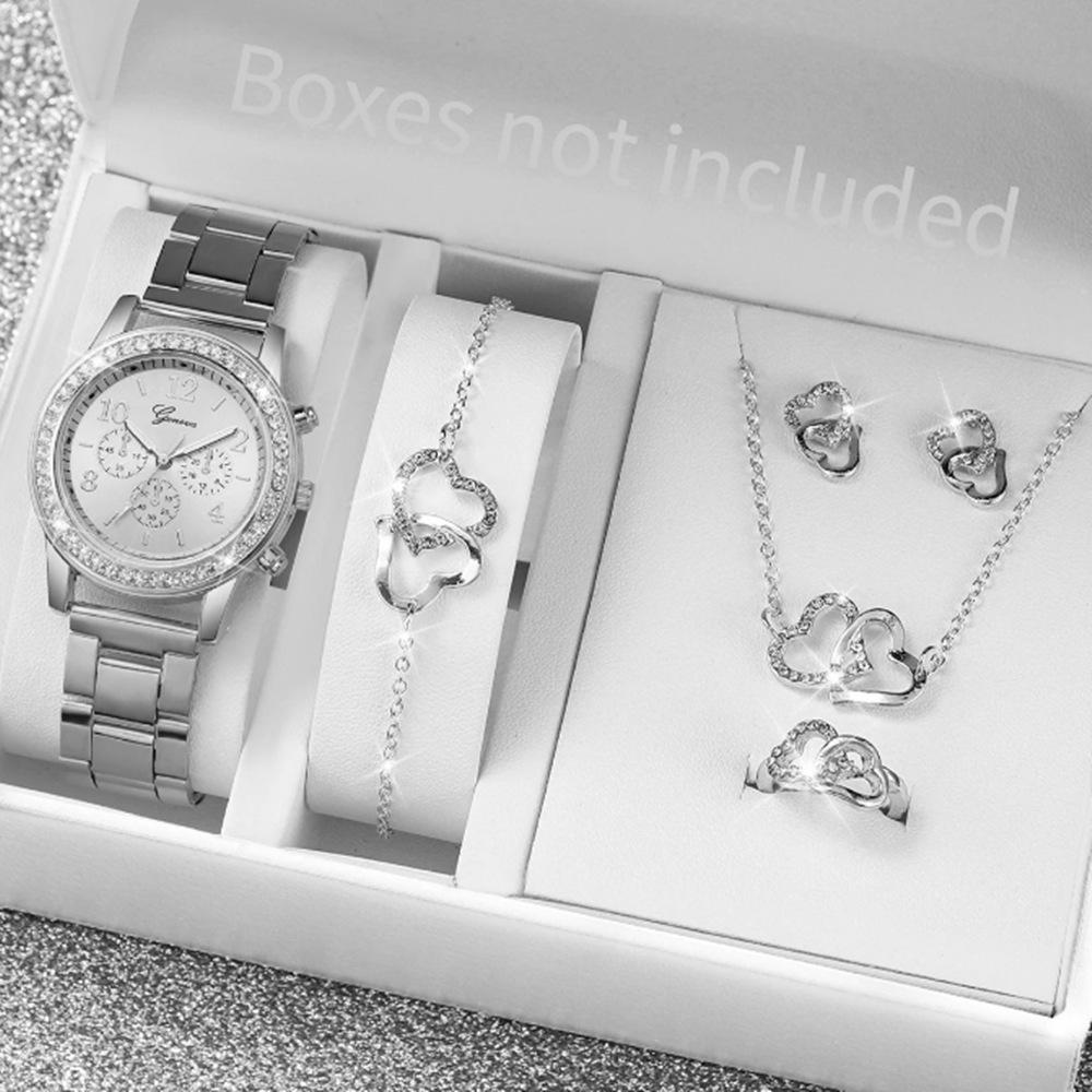Popular Luxury Set, Bracelet Watch, Diamond-Encrusted Women'S Five-Piece Gift Box, Quartz Watch