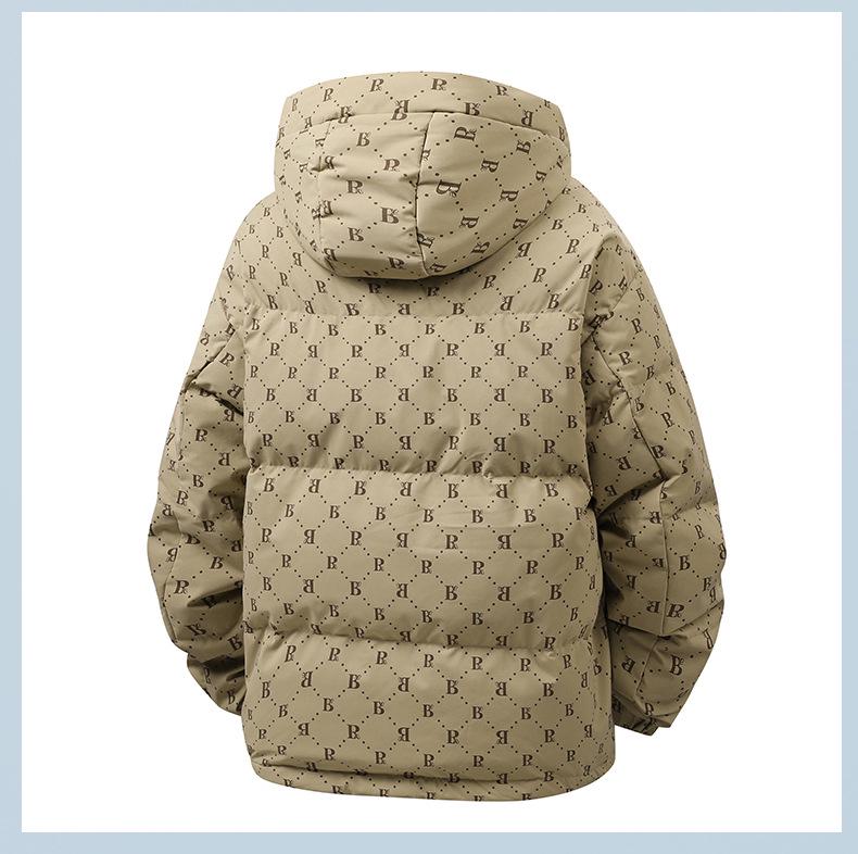 Men's 2025 Winter Down Jacket - French Style, Trendy Korean B-Print, White Duck Down Warm Outerwear.