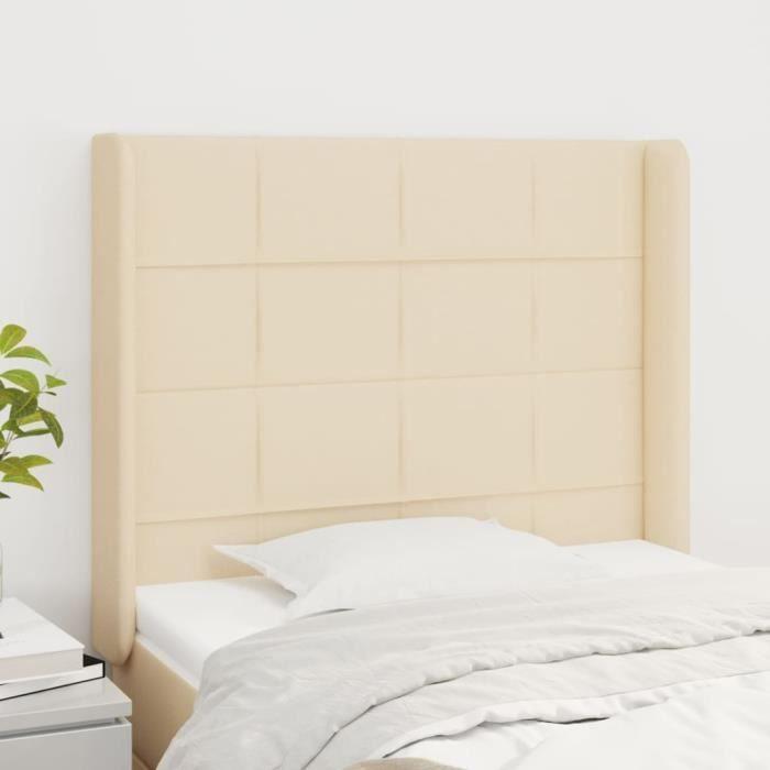 VidaXL Tête de lit avec oreilles Crème 83x16x118-128 cm Tissu3119559